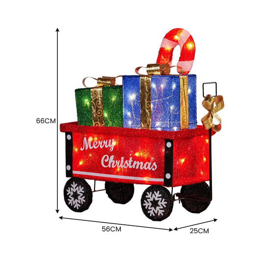 Christabelle Christmas Cart Display with Candy Cane & Presents Warm White LED Lights