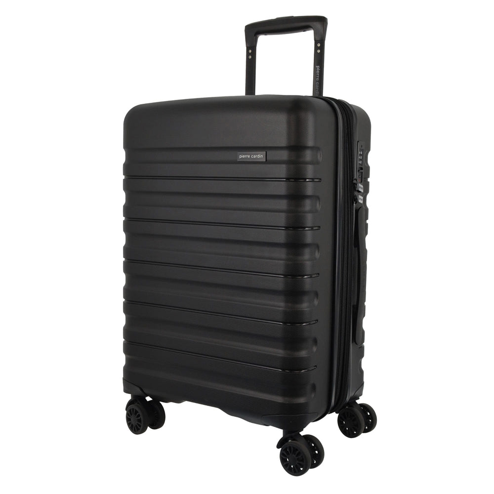 3pc Pierre Cardin 4 Wheel Hard-Shell Suitcase Travel Luggage Set Black