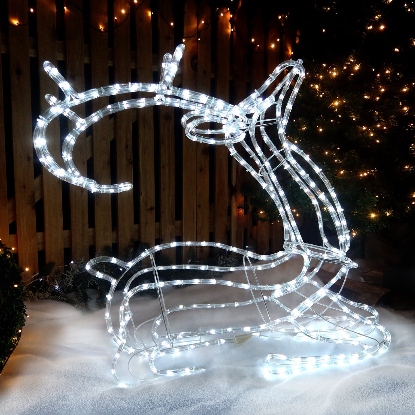 Lexi Lighting LED 3D Sitting Reindeer Silhouette - White