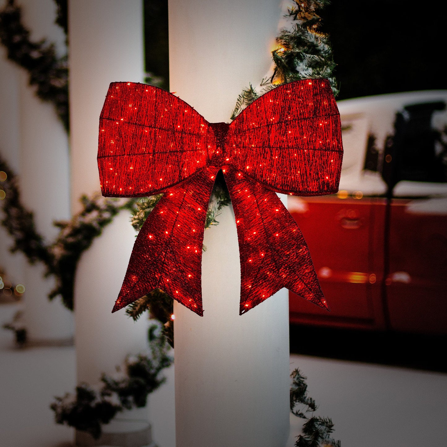 Christabelle Christmas Display Bow 91cm with LED and Twinkle Lights 5 Functions