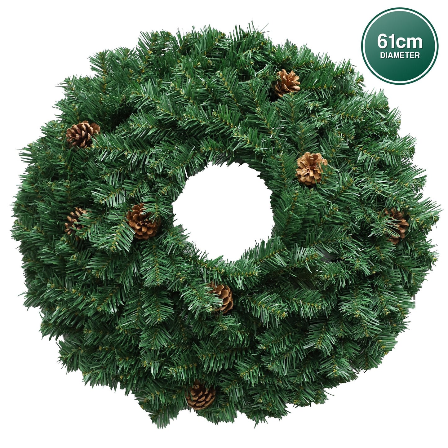 Christabelle 61cm Christmas Wreath  Yuletide Glow with Pine Cones and LED Lights Front Door Decoration