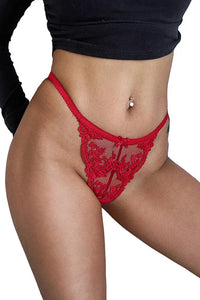 Willluxe® BlossomLace – French Embroidered Sheer Lace Thong