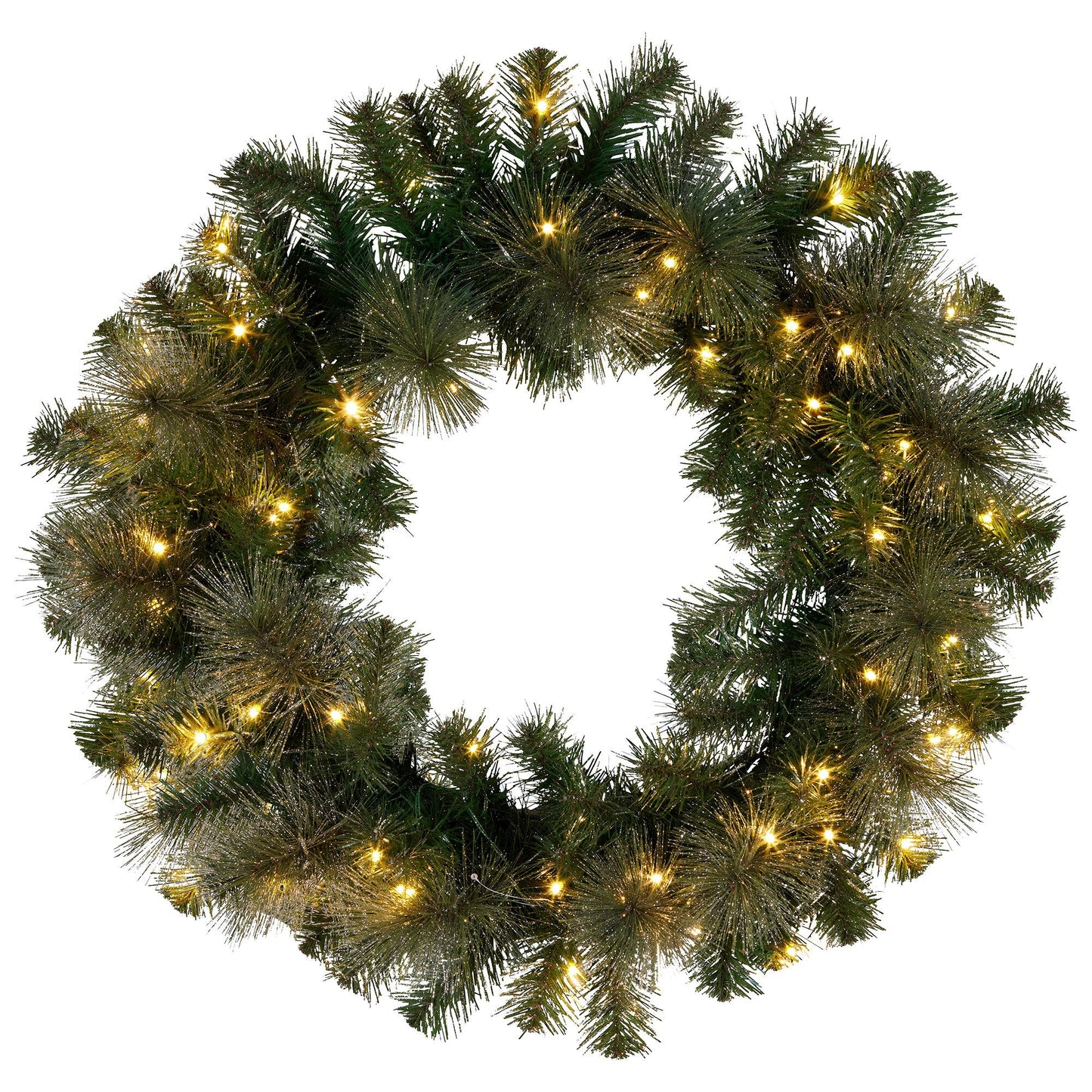 Christabelle 61cm Christmas Wreath LED Lights Glittery Gold Pine Front Door Decoration Ornament