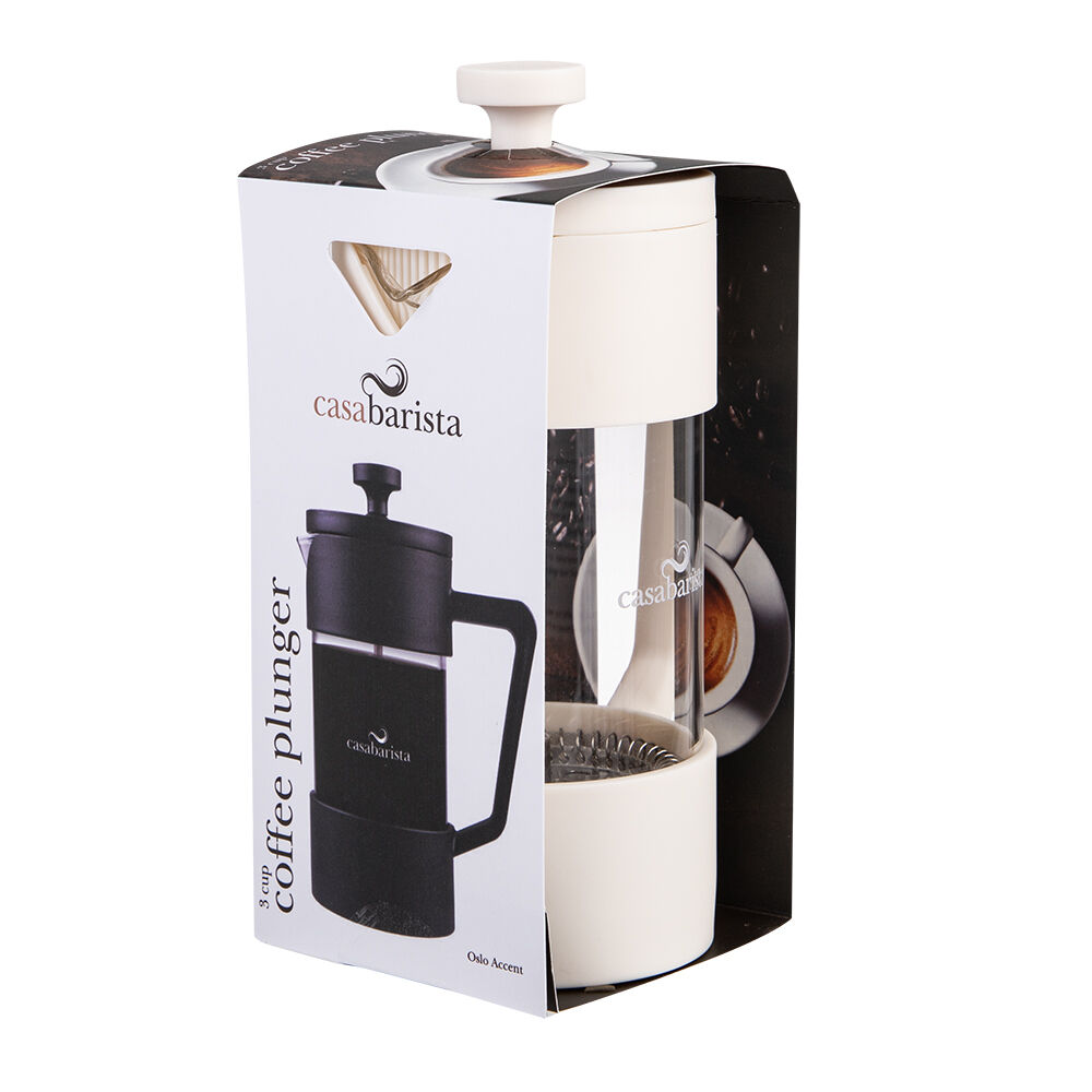 Casabarista Oslo Accent Stainless Steel Coffee Plunger 3 Cup 350ml Cream