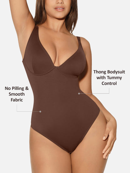 Willluxe V Neck Tummy Control Shaping Bodysuit