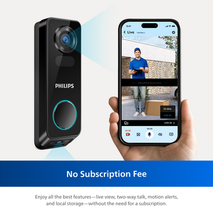 Philips 2K Dual‑Camera Smart Video Doorbell with Chime