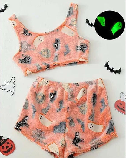 Halloween Glow-in-the-Dark Flannel Pajama Set