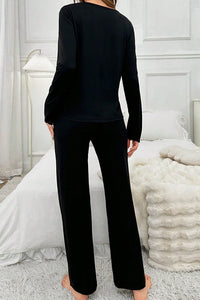 Willluxe® DreamWear – Black Elegant Long-Sleeve Pajama Set