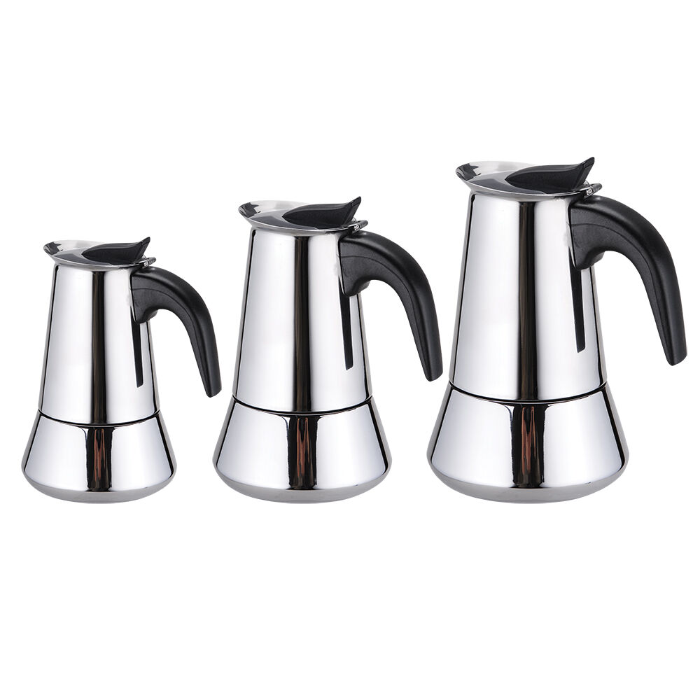Casabarista Roma Stainless Steel 6 Cups Espresso Coffee Maker Moka Pot Silver