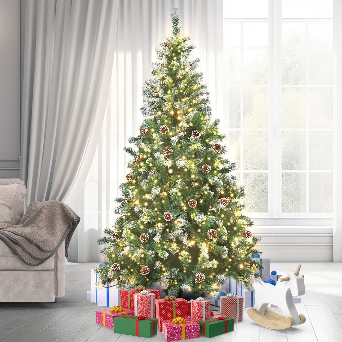 Christabelle 2.7m Pre Lit LED Christmas Tree with Pine Cones