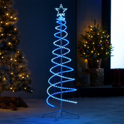 Lexi Lighting 2.1m LED Double Spiral Tree - White and Blue