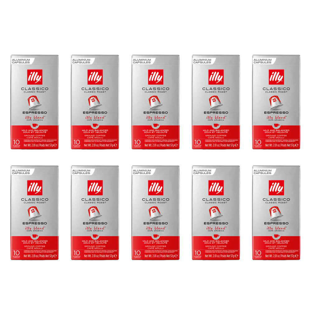 Illy Nespresso Compatible Espresso Capsules Classico Classic Roast 10x10pcs