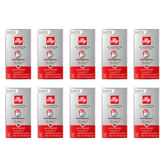 Illy Nespresso Compatible Espresso Capsules Classico Classic Roast 10x10pcs