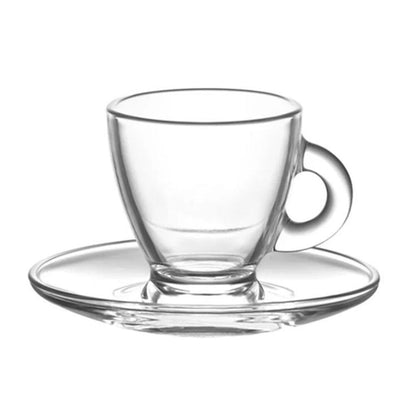 Classica 6pc Aurora Clear Glass Espresso Cup & Saucer Set Dishwasher Safe