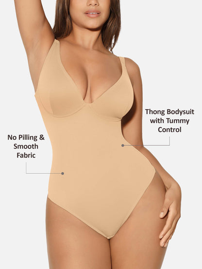 Willluxe V Neck Tummy Control Shaping Bodysuit
