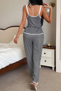 Willluxe® CozyWear – Black & White Striped Fitted Tank and Pants Set