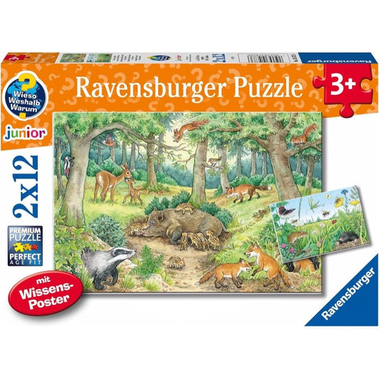 Ravensburger 2x12pc Animals in the Forest & Meadow Jigsaw Puzzle