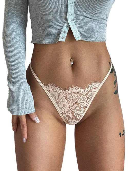 WILLLUXE® BlossomLace – Eyelash Lace Strappy Floral Bow Thong