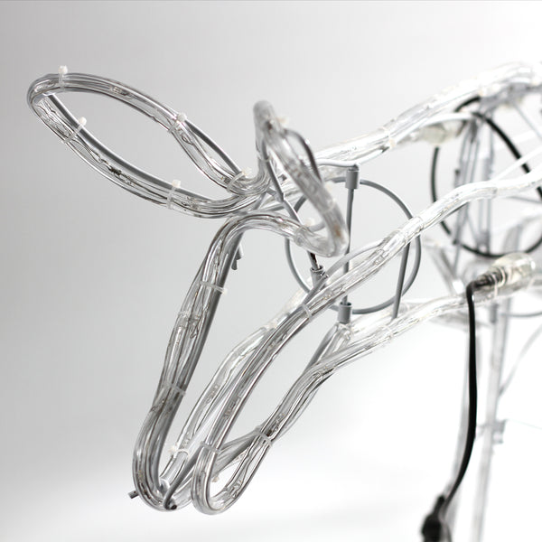 Lexi Lighting 3D Illuminated LED Reindeer Stand Feeding With Motor - White