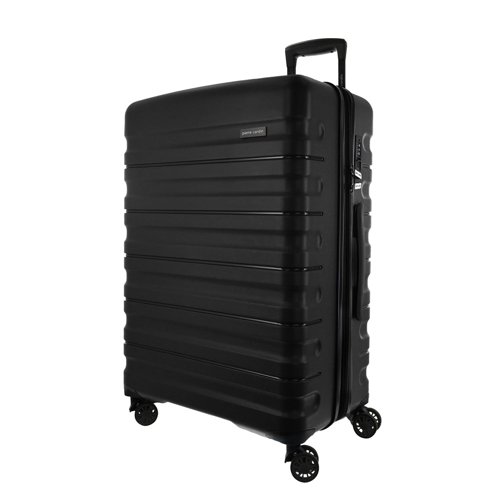 3pc Pierre Cardin 4 Wheel Hard-Shell Suitcase Travel Luggage Set Black