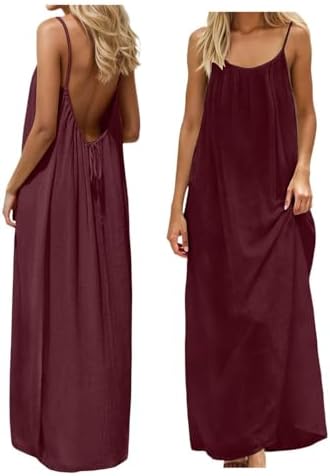 Backless Cami Dress Backless Dress House Dress for Women Sleeveless Long Cami Lounge Dress Backless for Indoor Summer Wear