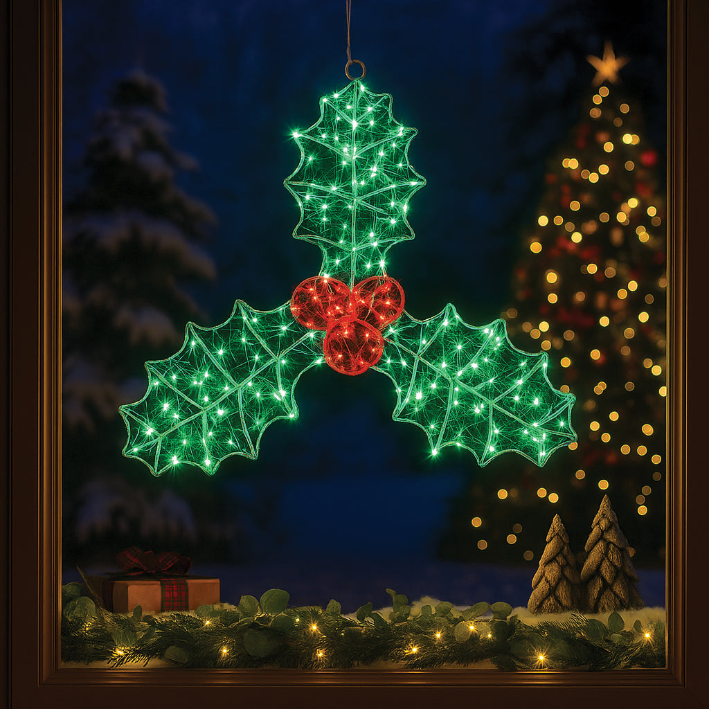 Lexi Lighting Outdoor Micr-LED Christmas Holly Berry Silhouette