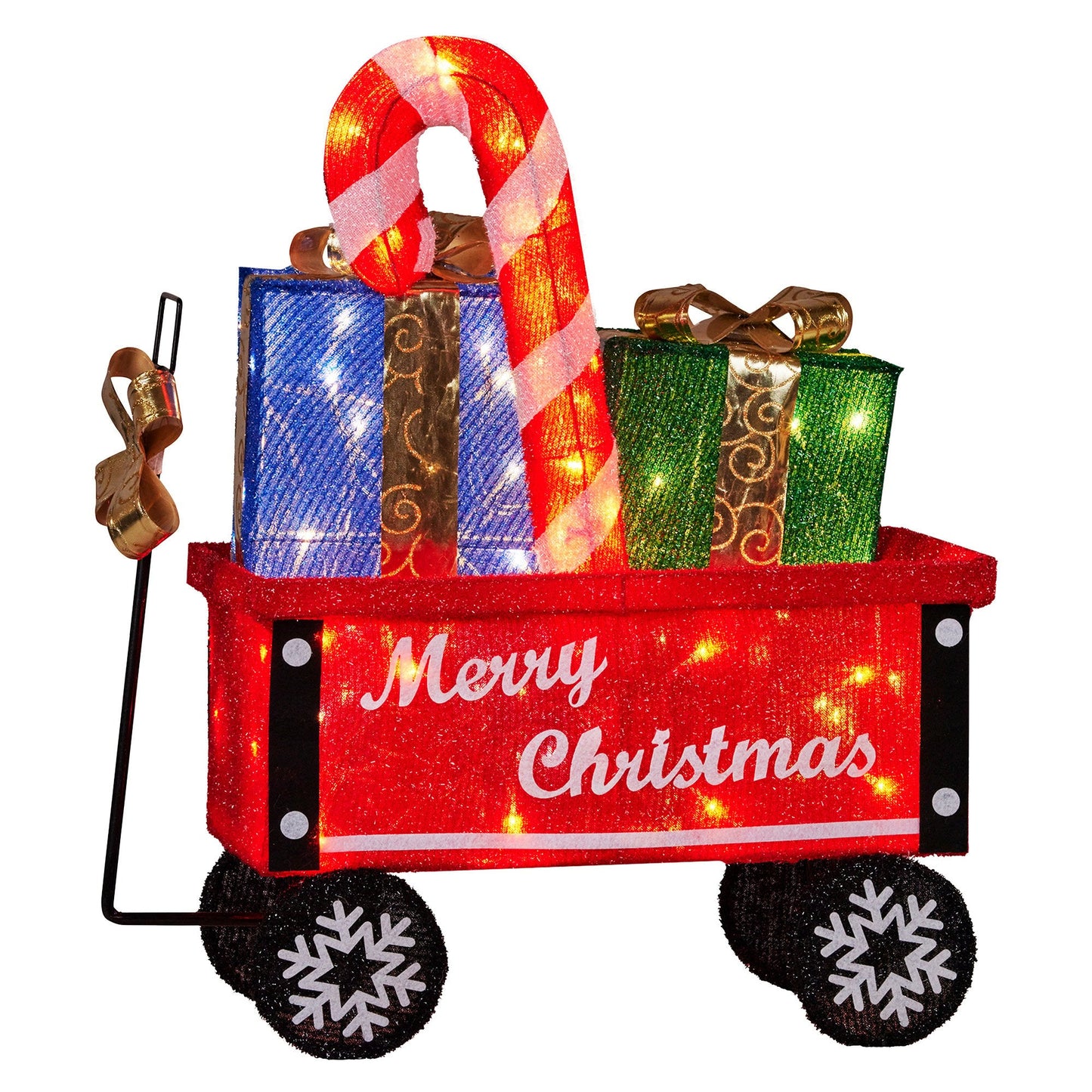 Christabelle Christmas Cart Display with Candy Cane & Presents Warm White LED Lights