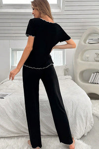Willluxe® DreamWear – Lace Trim Loose Pajama Set
