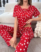 Willluxe® DreamWear – Red Polka Dot Short-Sleeve Pajama Set