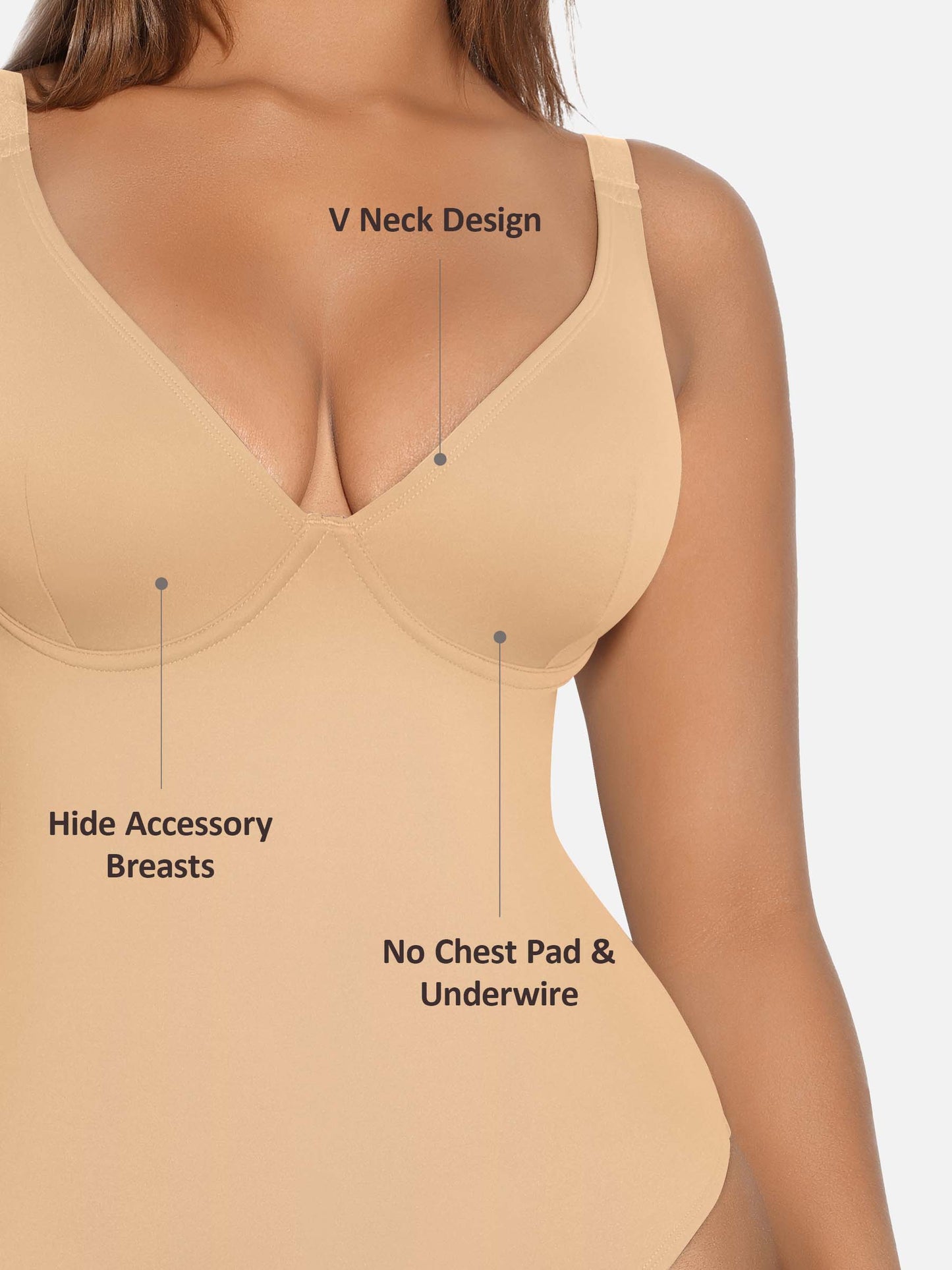 Willluxe V Neck Tummy Control Shaping Bodysuit