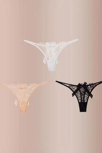 Willluxe® BlossomLace – Eyelash Lace Strappy Floral Bow Thong