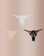 Willluxe® BlossomLace – Eyelash Lace Strappy Floral Bow Thong