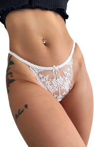 Willluxe® BlossomLace – French Embroidered Sheer Lace Thong