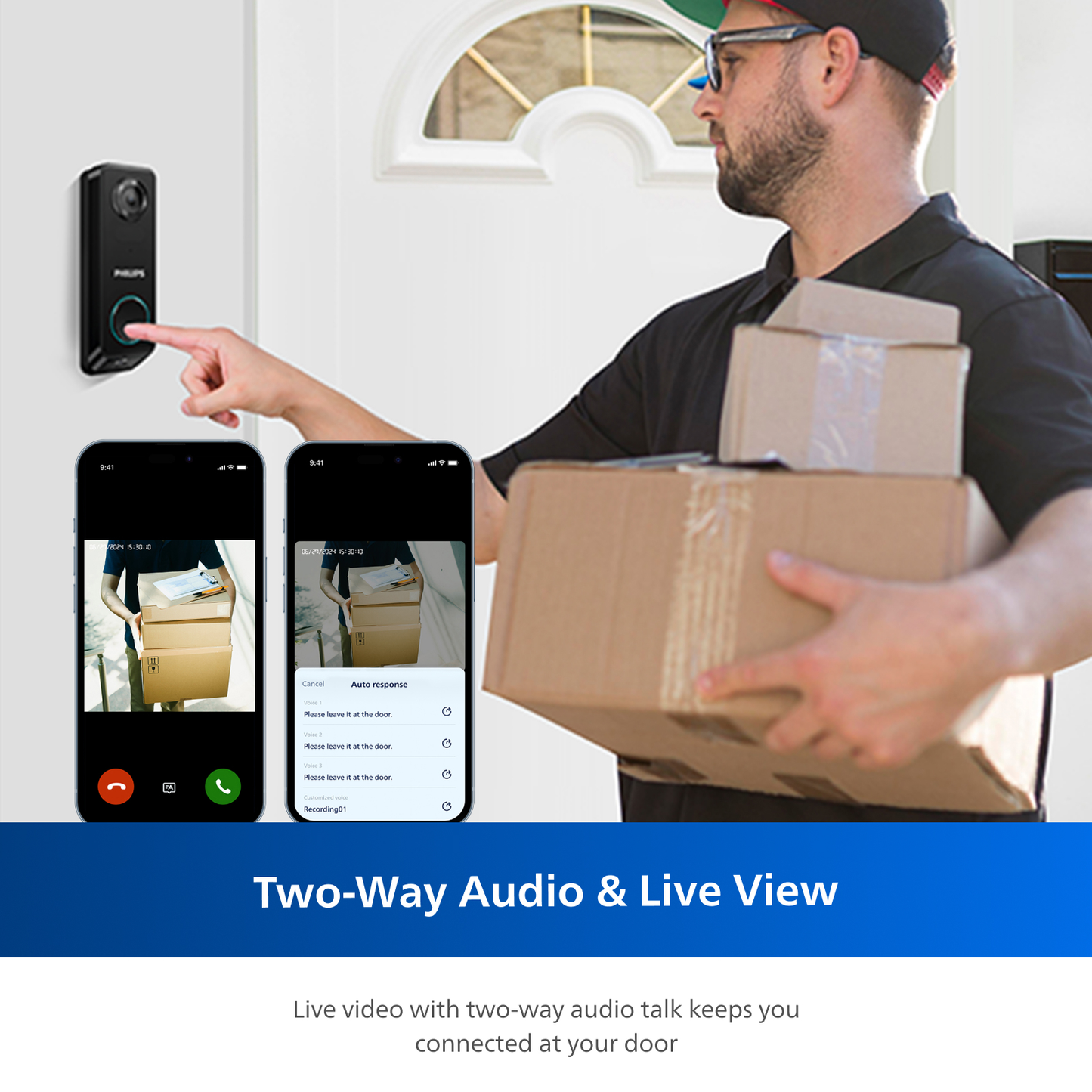 Philips 2K Dual‑Camera Smart Video Doorbell with Chime