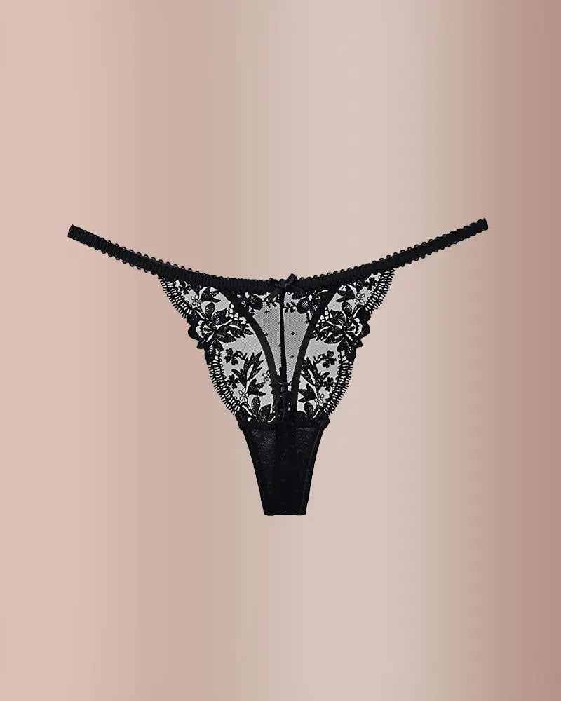 Willluxe® BlossomLace – French Embroidered Sheer Lace Thong