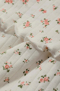 Willluxe® DreamWear – White Floral Short-Sleeve Pajama Set with Long Pants🤍