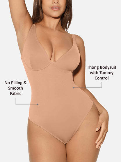 Willluxe V Neck Tummy Control Shaping Bodysuit