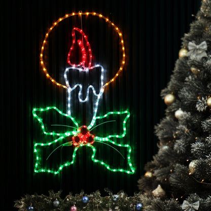 Lexi Lighting LED Christmas Candle With Holly Sprig Rope Light Silhouette