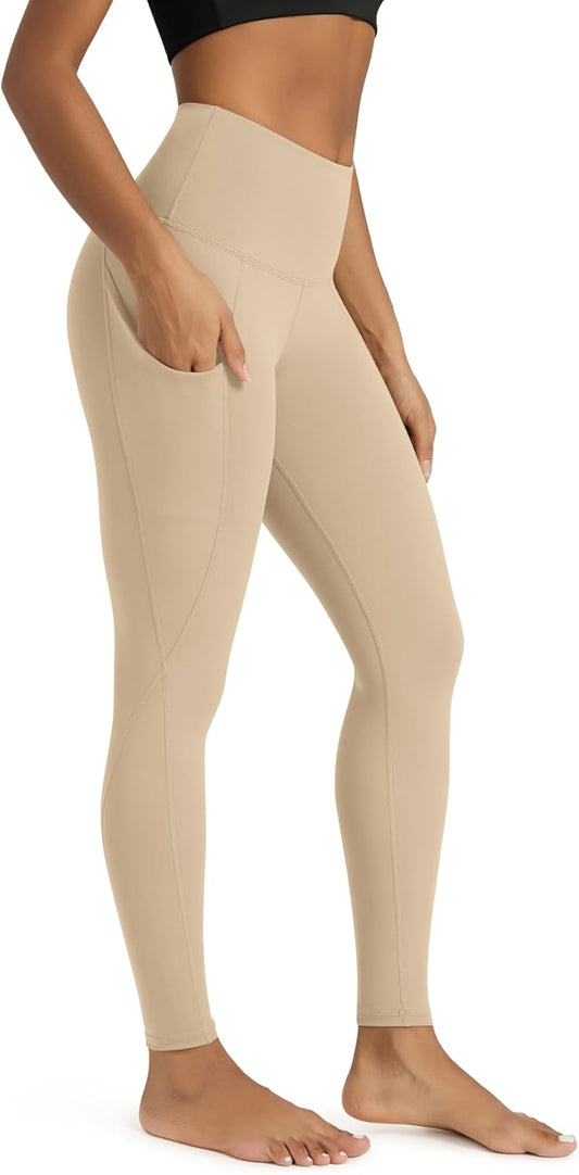 Women's High Waisted Yoga Leggings with Pockets, Tummy Control Non See Through Workout Athletic Running Yoga Pants