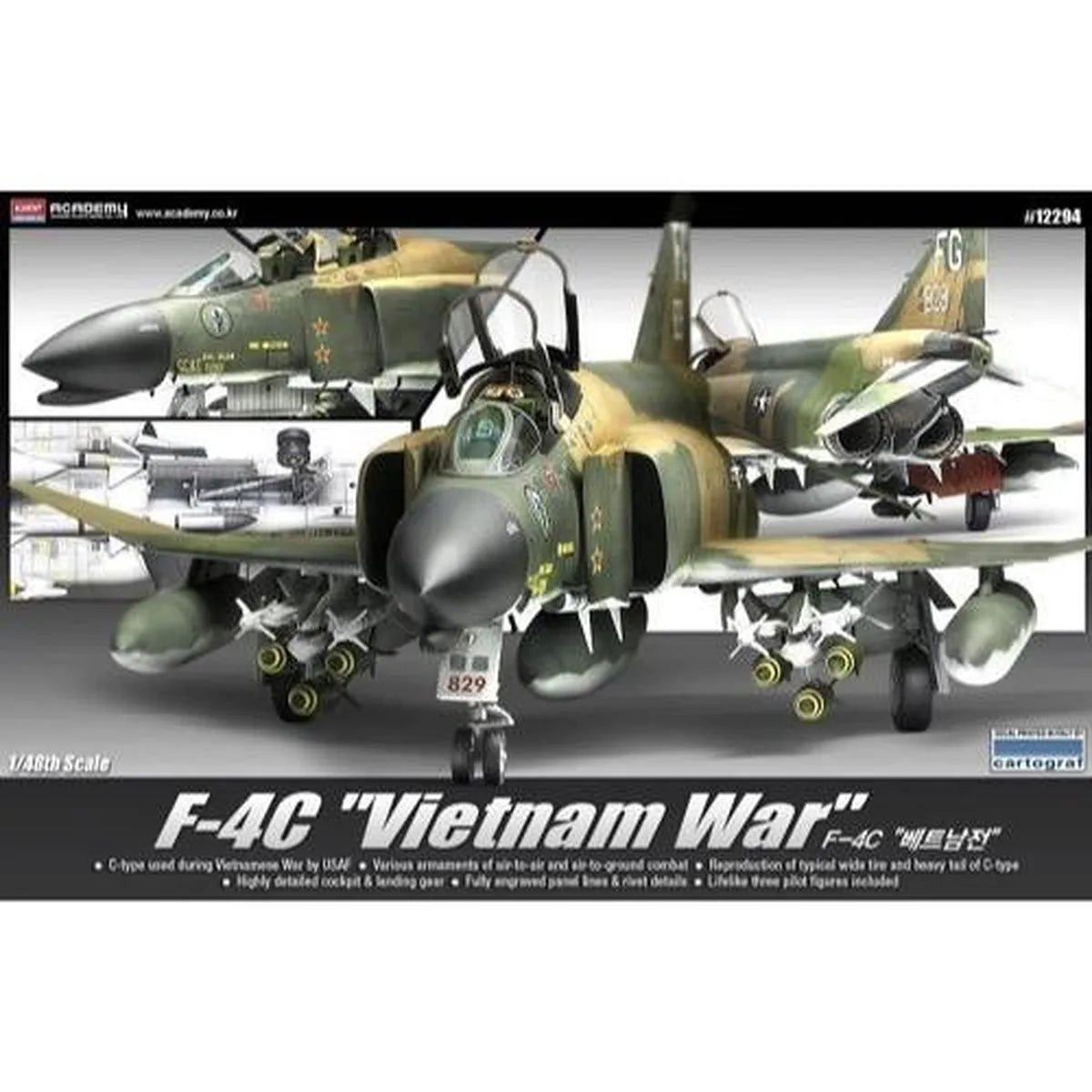 Academy 1/48 F-4C Phantom II Vietnam War Fighter Scaled Plastic Model Kit
