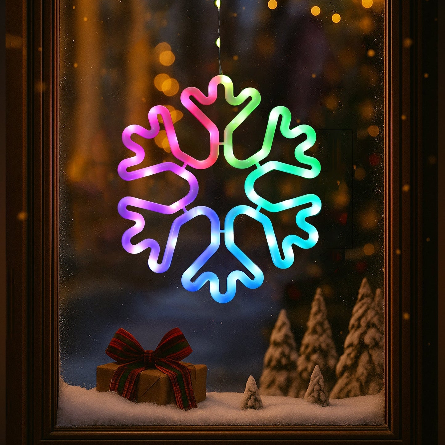 Lexi Lighting RGB Snowflake Window Display - Battery Operate