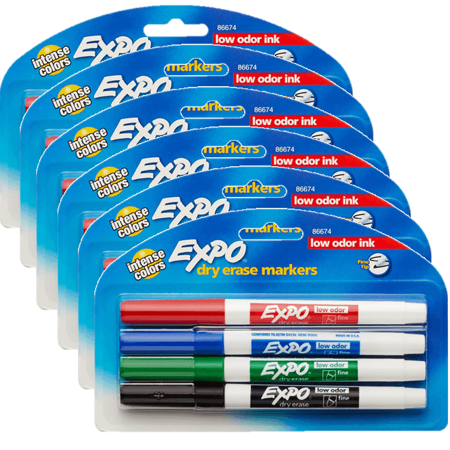 6 Pack Expo Whiteboard Marker Fine Point Wallet 4