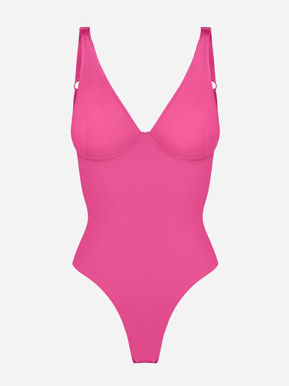 Willluxe Deep V Neck Tummy Control Shapewear Bodysuit