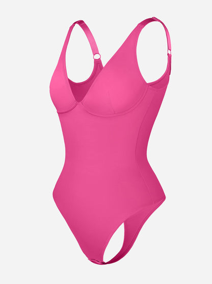 Willluxe Deep V Neck Tummy Control Shapewear Bodysuit