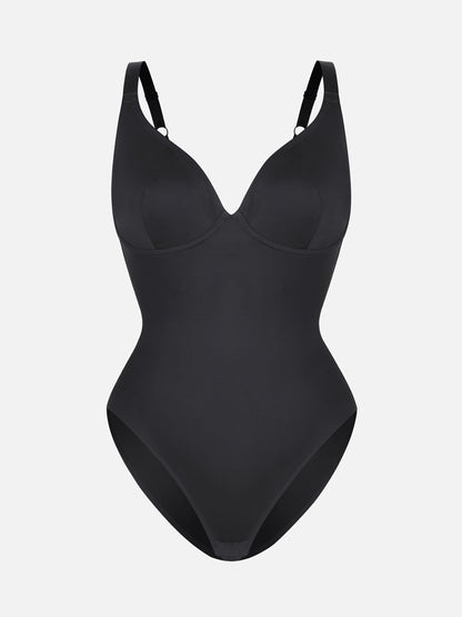 Willluxe V Neck Adjustable Straps Tummy Control  Bodysuit