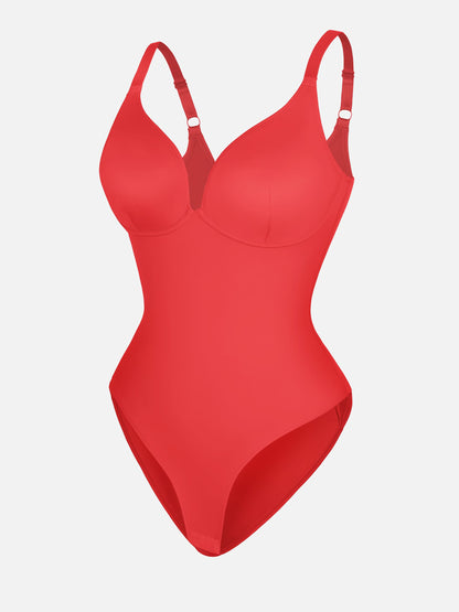 Willluxe V Neck Adjustable Straps Tummy Control  Bodysuit