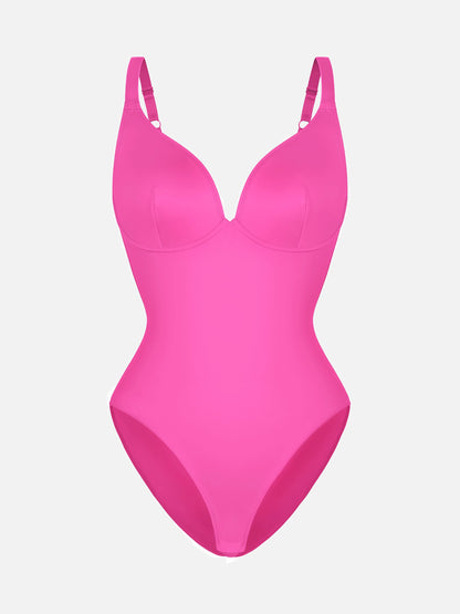 Willluxe V Neck Adjustable Straps Tummy Control  Bodysuit