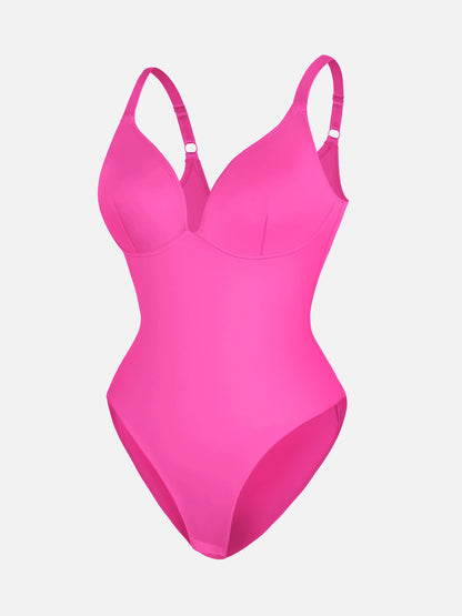 Willluxe V Neck Adjustable Straps Tummy Control  Bodysuit