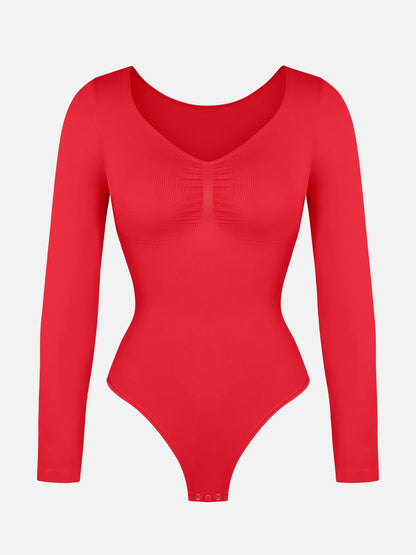 Willluxe Seamless Long Sleeve Tummy Control Thong Bodysuit
