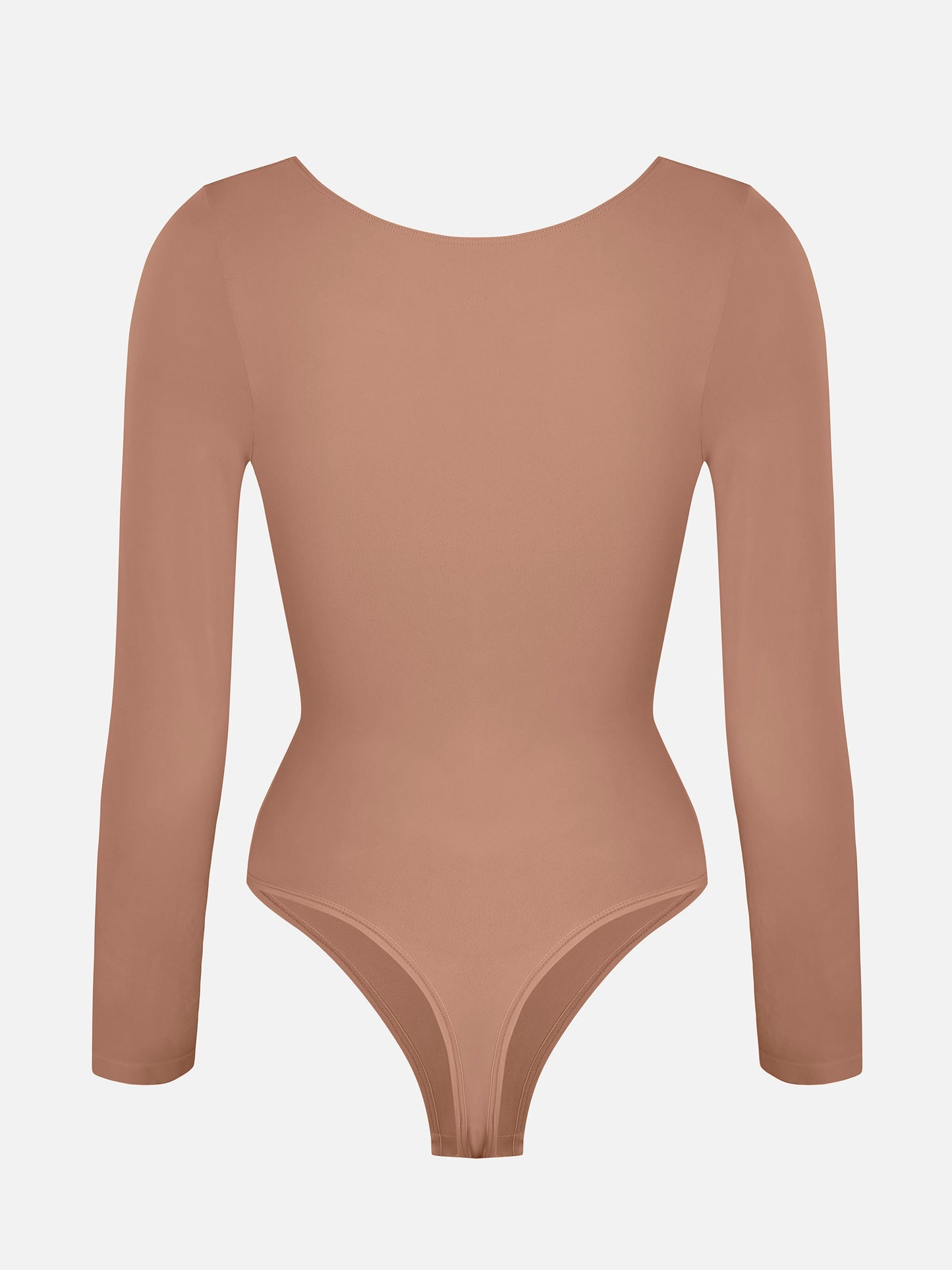 Willluxe Seamless Long Sleeve Chest Support Tummy Control Thong Bodysuit